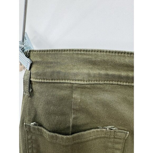7 For All Mankind Armycoated Cargo Pant Women 29 Green Zip Ankle Grunge Skinny - Picture 13 of 14